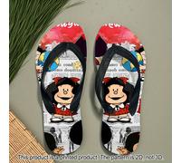 TEMU 1 Par de Zapatillas Mafalda Fashion para - Chanclas con Diseño en 2D, Material PU Transpirable, y para Playa & Uso Casual, Perfectas para Vacaciones y Ocio Familiar, Slippers Planos