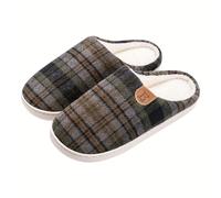 TEMU 1 par de zapatillas unisex a cuadros, zapatos casuales de interior con punta redonda, forro y de tela , de TPR, calzado para todas para el hogar y - HO-2654