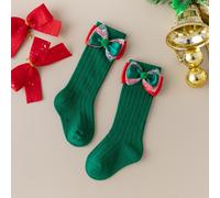 TEMU 1 Par (Precio de 1 Dólar) Calcetines Navideños Españoles para Niñas con - Medias Largas de Invierno Abrigadas para Bebés, para Niñas, Festivo y Ropa Casual -