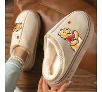 TEMU 1 par, Zapatillas Disney Winnie the con estampado de amor para y papá, zapatillas cálidas tipo slip-on unisex, antideslizante EVA, zapatos casuales de moda para interior y exterior