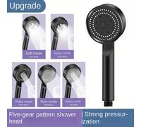 TEMU 1 pc de cabeza de ducha manual de presión, 5 de spray ajustables, impulso fuerte, de baño lujosa, boquilla de silicona, accesorio de de instalar - Plástico