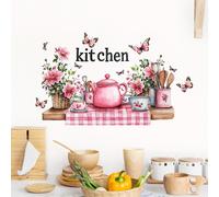 TEMU 1 Pegatina de Taza de Flores para el Té de , Calcomanía de Vinilo para Decoración de Cocina y Ventana del Cuarto