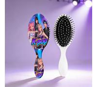 TEMU 1 Peine de aire con cojín para mujer con estampado temático de Kpop | Cerdas de nailon, tipo de peine grande, mango de plástico ABS