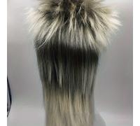TEMU 1 Peluca de Cosplay Esponjosa para Hombre Estilo Punk Rock, Material de Fibra, Peinado Liso, Método de Tejido No Textil