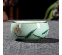 TEMU 1 pieza 80ml/2.82oz Taza de Té de Cerámica Tradicional Celadón Pintada a con Paisaje para Juego de Té de y Carpa, Taza de Maestro de Té Chino con Pez