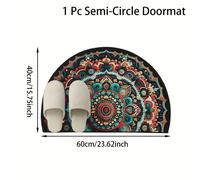 TEMU 1 pieza, Alfombra de puerta semicircular Mandala Bohemia, 40*60 cm, Alfombra decorativa para y dormitorio, Decoración de estilo boho para el hogar, Alfombra para