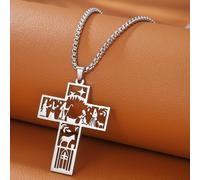 TEMU 1 pieza Colgante de Cruz Hueca de Fe con Baño de Oro de 18k en Acero Inoxidable 304, para Hombres y Mujeres, Uso Diario, Regalo de o Fiestas para Familiares, y