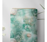 TEMU 1 pieza de 39*59 pulgadas (100X150 cm) con un tema oceánico y como conchas, y coral en un estilo acuarela. el 'Little Mermaid' en y verde .