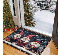 TEMU 1 pieza de 5 mm de grosor, 100% poliéster con de plástico a cuadros y bordes doblemente bloqueados, que pesa 800 g/. Felpudo de bienvenida navideño de con un de