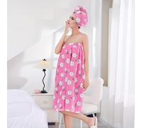 TEMU 1 pieza de bata/2 piezas de bata estampada y secador de pelo, toalla de envoltura de lana de coral, envoltura de ducha de absorción, conjunto de vestido de tubo sexy para adultos, toallas de .