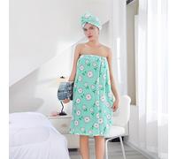 TEMU 1 pieza de bata/2 piezas de bata estampada y secador de pelo, toalla de envoltura de lana de coral, envoltura de ducha de absorción, conjunto de vestido de tubo sexy para adultos, toallas de .