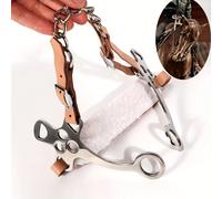 TEMU 1 pieza de bocado de acero inoxidable para caballos con almohadillas de cuero, de silla de inglesa ajustable, ajuste universal para equipo ecuestre - Plata y marrón