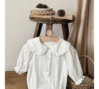 TEMU 1 pieza de Body de Larga para Bebé - 100% Algodón con Cuello Peter Pan, Ajuste Holgado sin Broches, Ropa de /Otoño (Sin Gorro/Accesorio), Ideal para Exteriores