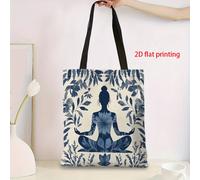 TEMU 1 pieza de bolsa de de impresión 2D - Diseño de meditación zen con hojas y flores flotantes, poliéster duradero, 13,19 x 14,96 pulgadas, para artículos diarios y salidas elegantes, bolsa
