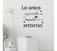 TEMU 1 pieza de Calcomanía de Pared con en Español "Lo Único Imposible es que No Intentalo" - Vinílico Moderno Adhesivo y Despegable con Estrellas y Flores para Dormitorio, u Oficina en Casa