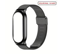 TEMU 1 pieza de correa de metal de acero inoxidable con cierre compatible con Xiaomi 8/7/6/5/4/3, correa de negocios transpirable, adecuada para diario y el uso de viaje de niños y niñas