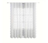 TEMU 1 pieza de Cortina de Encaje Jacquard Vintage - Cortinas Transparentes Florales Blancas con Bolsillo para Barra, 100% Poliéster para Sala y Dormitorio, a , Cortinas para Salón