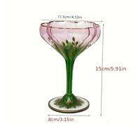 TEMU 1 pieza de de champán medieval , de cristal, de helado pintado a en rosa, de flores vintage, adecuada para la cocina del hogar y el salón, de champán para cenas al , regalo para