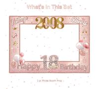 TEMU 1 pieza de decoración para el 18 , con una foto enmarcada rosa y dorada, junto con accesorios para una temática del año 2008, ideal para el hogar de una , o un setup fotográfico al