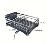 TEMU 1 pieza de escurreplatos de cocina para encimera, de acero inoxidable, multifuncional, de gran capacidad, para almacenamiento de vajilla