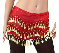TEMU 1 pieza de estilo Boho para del vientre - Traje de cintura con cuerpo de malla y apliques de monedas doradas, cinturón ajustable para mujeres, para festivales, rave y ocasiones especiales.