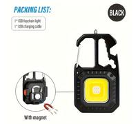 TEMU 1 pieza de linterna mini portátil recargable, COB multifuncional, luz portátil para camping al con imán, pantalla de batería, 7 de iluminación, adecuada para pesca nocturna, camping, , etc.