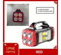 TEMU 1 pieza de MACROCOSM LED linterna de y linterna solar/recargable por USB, batería de litio, 4 , dual, con cable de carga, para senderismo, pesca, , correr, reparar