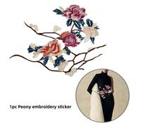 TEMU 1 Pieza de Parche Bordado Peonía y Ave - Encaje Soluble en Agua para Costura DIY, Diseño Floral con Bordado Intrincado, Personalización de Mochilas, Camisetas y Chaquetas, Artesanal