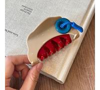 TEMU 1 Pieza de Pinza para Cabello Plástica Triangular con de Botón - Pinza Tiburón Medio Cierre para Mujeres, Accesorio Duradero y Moderno, Garra para el Pelo