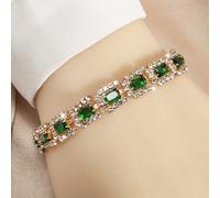 TEMU 1 pieza de pulsera de cadena de moda para mujer, y lujosa, forma rectangular, con pedrería de de zircón sintético, adecuada para fiestas , vacaciones de ocio, uso versátil, buenos y regalos.