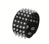 TEMU 1 pieza de pulsera de cuero sintético negro con remaches, púas y tachuelas, ideal para bikers góticos punk rock, con correa ancha y cierre de botón a presión, para hombres como para mujeres