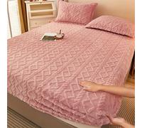 TEMU 1 pieza de sábana ajustable de invierno de felpa de terciopelo, colcha de terciopelo de leche para una colchona tamaño Queen, de franela de coral