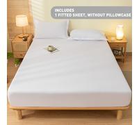 TEMU 1 pieza de sábana bajera ajustada y cómoda, transpirable y versátil, lavable, adecuada para dormitorios, habitaciones de invitados, escuelas y todas , ropa de cama