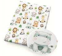 TEMU 1 pieza de tela con diseño de elefante, que mide 57X19.68 pulgadas (145X50 cm), de poliéster. Ideal para manualidades y proyectos de patchwork