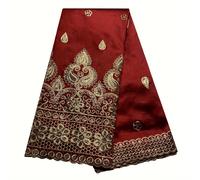 TEMU 1 pieza de tela de encaje bordado con lentejuelas, tela de encaje George, tela de encaje africano, estilo nigeriano, adecuada para coser vestidos de de boda, en verde y (214G/M²)