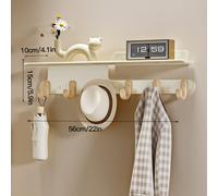 TEMU 1 pieza Estante Flotante en la Pared con Ganchos, Perchero de Entrada Estilo Madera, Organizador Colgante para , Dormitorio, Pasillo, Material de Acero al Carbono, Decoración del Hogar - / Crema