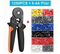 TEMU 1 Pieza HSC8 6-4A Alicates/200/400/1250 Piezas Conectores de Cable, Terminales Tubulares VE, Kit de Herramientas de Crimpado de Cable con Autoadaptable, Juego de Alicates de Crimpado