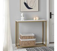 TEMU 1 pieza Mesa Consola Mesa Auxiliar Final de Sofá Mesa de Entrada Mármol y de Hierro Calidad - L80cm x P30cm x H75cm - Dorado - GTC40-H