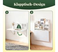 TEMU 1 pieza Mesa plegable de pared con estante de almacenamiento, Mesa de ordenador suspendida, Mesa de pared plegable, Mesa de ordenador portátil de pared - GXU18-JJ-X