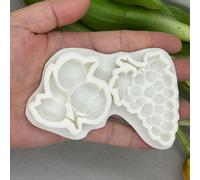 TEMU 1 pieza Molde de silicona de resina con forma de uva y hojas verdes, 2 cavidades, molde para decoración de pasteles con temática de frutas, molde para chocolate o arcilla de resina de ciruela
