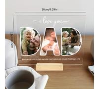 TEMU 1 pieza, placa de foto personalizada para - de foto de acrílico personalizado con , diseño temático familiar, regalo para papá, estilo , orientación vertical, no necesita energía