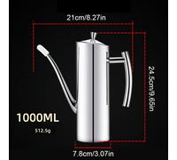 TEMU 1 pieza, Recipiente de Aceite de Acero Inoxidable de Calidad 1000ml - Ideal para Freír y Cocinar, Bote de Almacenamiento de Aceite 1L, Utensilio de Cocina de Acero Inoxidable 304