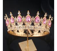 TEMU 1 pieza Tiara de corona vintage temática - Elegante corona de boda redonda adecuada para , graduaciones, concursos de belleza - Accesorio para el cabello, corona de novia lavable a ()