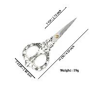 TEMU 1 pieza Tijeras Vintage Plateadas Elegantes de 6.3'' con Mango en Flores, Hojas Afiladas para Manualidades y Costura, Agarre Ergonómico y