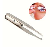 TEMU 1 pinza LED de acero inoxidable con luz, ideal para cejas y pestañas de belleza, portátil, herramientas de belleza y .