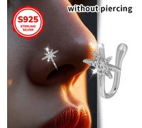 TEMU 1 pinza nasal con forma de estrella y | S925 Plata, circonita cúbica sintética, hipoalergénica, ideal para de San Valentín y ocasiones de regalo