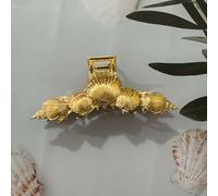 TEMU 1 pinza para el cabello con forma de y concha de metal, clip para el cabello de moda francesa para damas, adiciones para peinar el cabello en la parte posterior de la cabeza (Dorado)