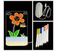 TEMU 1 Pizarra de Notas con 7 Bolígrafos, Luz Nocturna LED Creativa con USB, Tablero de Mensajes con Luz para Regalo de Novia, Luz Decorativa para Uso Profesional en Pintura Artística