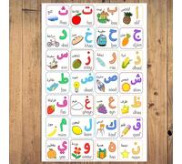 TEMU 1 póster de sin de 30.48x45.72 cm - Tabla del alfabeto árabe con ilustraciones de dibujos animados coloridos, para aprender, hogar, regalo ideal