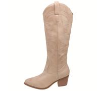 TEMU 1 Pr occidentales bordadas retro de moda para mujer y botas cálidas - Abertura de V - Adecuadas para todas , exteriores, reuniones, fiestas y actividades al aire libre, Zapatos para mujer